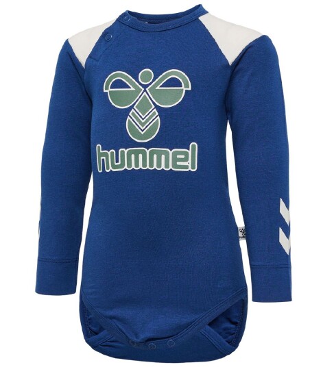 Hummel Body L/æ hmlDevon Navy Peony 2 år 92 Langermet Body Blå Hvit