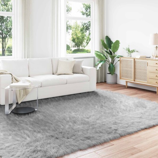 Faux Skinnmatte Tafalla Grå 200 x 280 cm Polyester
