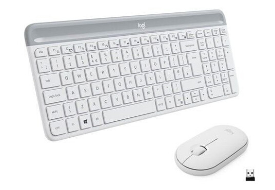 Logitech Slim Wireless Combo MK470 - Tastatur & Mussett - Engelsk - Storbritannia - Hvit