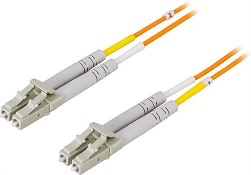Deltaco 0,5 m OM1 Duplex Multimode Fiberkabel LC-LC 62,5/125 Oransje
