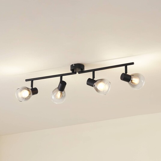 Lindby Pendura taklampe 4 lyskilder svart glass