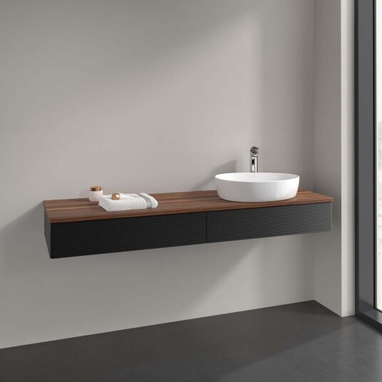 Villeroy & Boch  Antao Servantskap med 2 skuffer 160x50x19 cm u/lys Sort Matt/Valnøtt