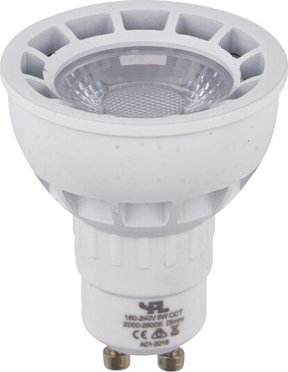 Spl GU10 5,5W DimToWarm LED pære   2000 2800K 40° dimbar hvit/nikkel front   Dimbar : Dimbar Kulør : Dim to warm