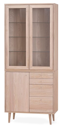 Torkelson Nordik vitrineskap Hvitoljet eik 191 x 80 cm Hvit