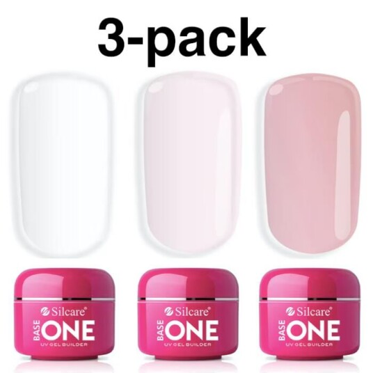 Base One 3-pack Builder Clear Pink Cover 45g UV-gel Base One 3-pack Builder Clear Pink Cover 45g UV-gel