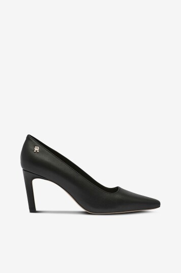 Tommy Hilfiger Pumps TH Logo Leather Pump Slanted HL Svart