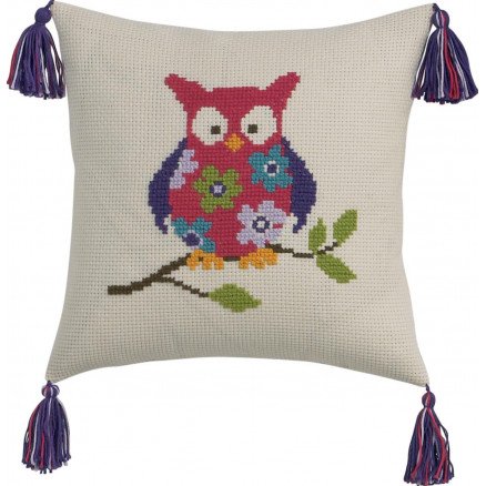 Permin Broderisett Aida Pute Ugle 30x30cm