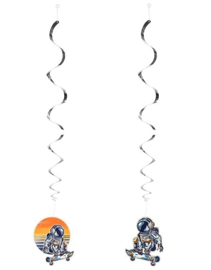 2 stk Hengende Swirl Dekorasjoner Astronaut Party
