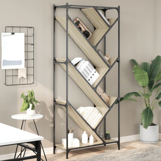 Bokhylle sonoma eik 79x30x180 cm konstruert tre og metall 8721012479715 Bokhylle sonoma eik 79x30x180 cm konstruert tre og metall 8721012479715