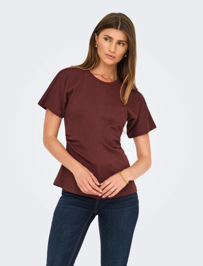 ONLY Onlmarie S/S Ruching Top Jrs Noos Brown S