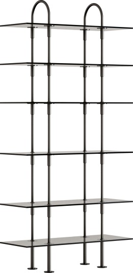 Keen Hyllesystem Med 6 Hyller 96 cm Sort Messing / Tonet Glass