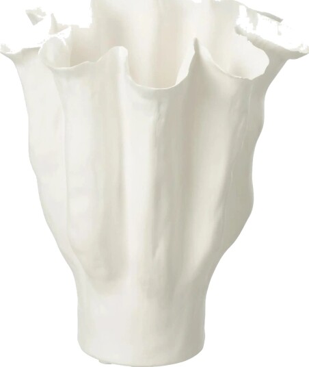 J Line Vase Calyx Ceram Whi M   White   H31CM
