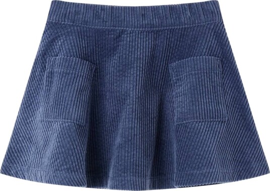 Barneskjørt med lommer kordfløyel marineblå 92
