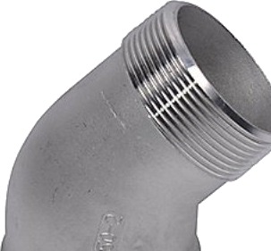 Støbt Vinkel 45Gr 2 Muffe/Nippel. Rustfri Kvalitet Aisi 316