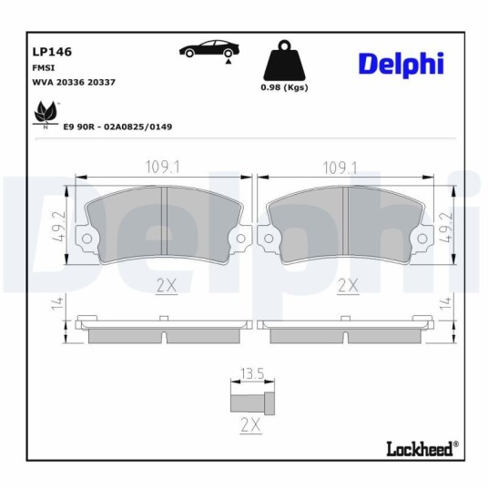 Bremseklosser DELPHI LP146