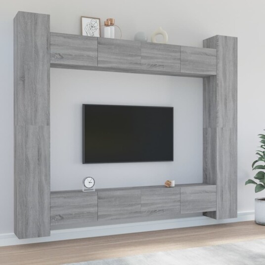 vidaXL TV-skapsett 8 deler grå sonoma konstruert tre 8720287103905