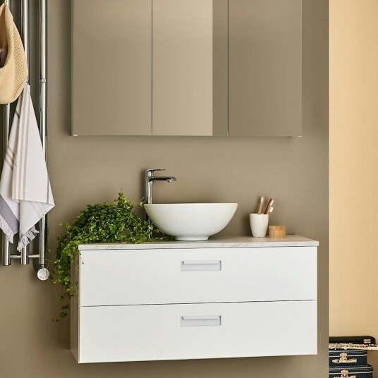 Servantskap Noro Relounge Hvit med Benkeplate Lys Marmor 320332