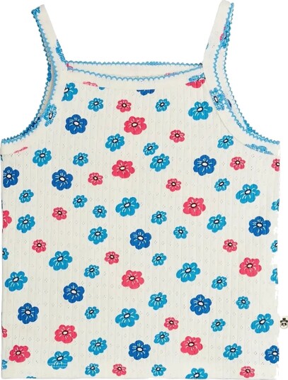 Mini Rodini Flowers Aop Picot Edge Pointelle Tank Top   Multi/patterned   80/86