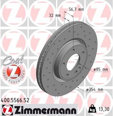Bremseskive ZIMMERMANN 400.5566.52