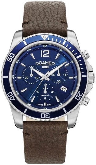Roamer Monza Herreklokke 862837 41 45 02 Nautic 100 Chrono Blå/Lær