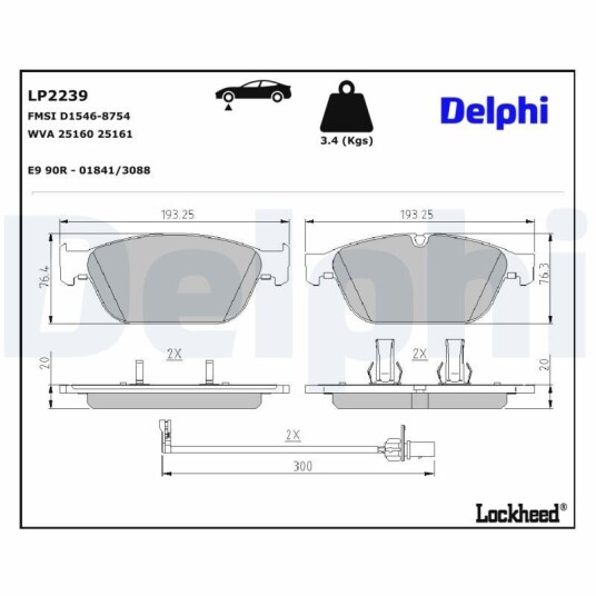 Bremseklosser DELPHI LP2239 Bremseklosser DELPHI LP2239