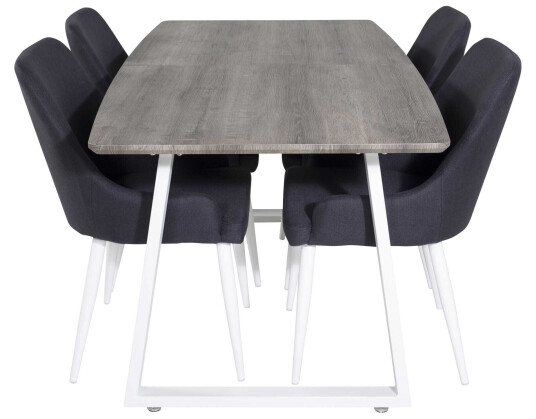 Venture Design Inca & Plaza spisegruppe Grå/svart 4 st stoler & bord 160 x 85 cm