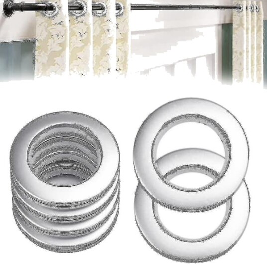50 Stykker Plast Gardinringer Gardinmaljer 40mm Plastringer For Gardinstang Sølv Plastmaljer For Gardin Vindusdusj Dressin