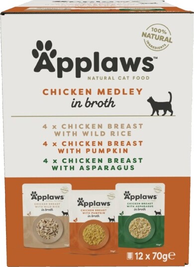 Applaws Våtfôr Pouch I Buljong Mix Kyllingutvalg 12 X 70 G
