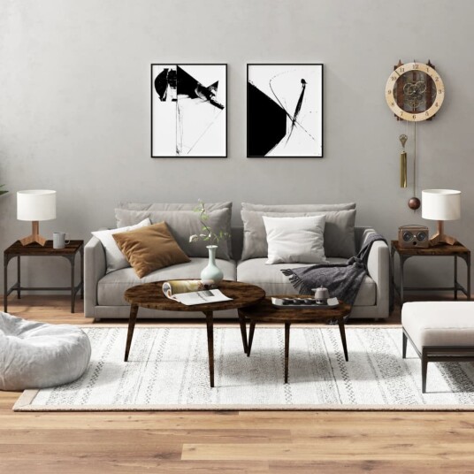 vidaXL Sidebord 2 stk røkt eik 40x40x35 cm konstruert tre vidaXL Sidebord 2 stk røkt eik 40x40x35 cm konstruert tre