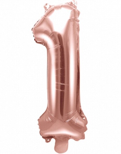 Tallet 1 Rose Gullfarget 35 cm Liten Folieballong