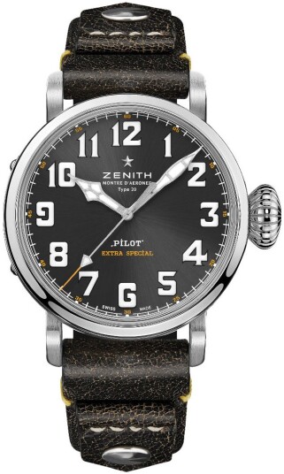 Zenith Herreklokke 03.2434.679 20.I010 Pilot Grå/Lær Ø45 mm