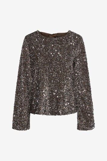 pieces - Topp pcKam LS Deep Back Bow Top BC - Grå pieces - Topp pcKam LS Deep Back Bow Top BC - Grå
