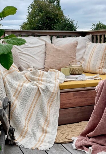 Elvang Iris Bomullspledd Beige 130x215cm
