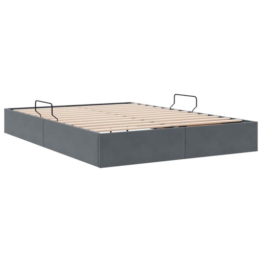 Seng med Oppbevaring med madrass Mørkegrå 140 x 190 cm Fløyel