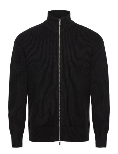 Selected Slhdry Ls Knit Relaxed Full Zip Collar - Black - XL