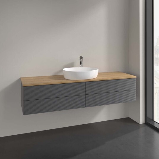 Villeroy & Boch Antao Servantskap med 4 skuffer 160x50x36 cm m/lys Antrasitt/Eik Villeroy & Boch Antao Servantskap med 4 skuffer 160x50x36 cm m/lys Antrasitt/Eik