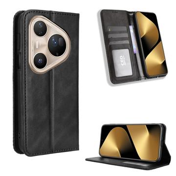 Huawei Pura 80 Ultra Retro Lommebok deksel med Magnetisk Lukning Svart