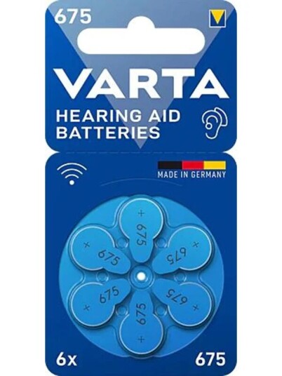 VARTA Hearing aid battery 675 PR44 (zinc air Button cell 1.45V) 6-pack