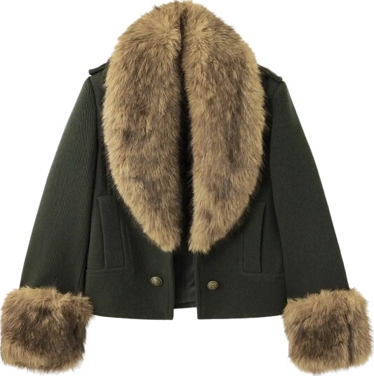Mango Wool Blend Coat With Detachable Fur Lining - BEIGE - KHAKI - XL