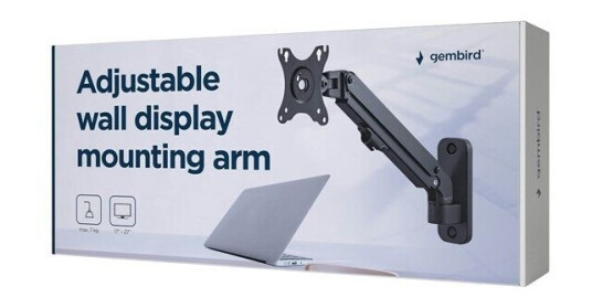 Gembird Justerbart Veggfeste for LCD-Skjerm 17"-27" med Kabelskjul og Finteksturert Svart