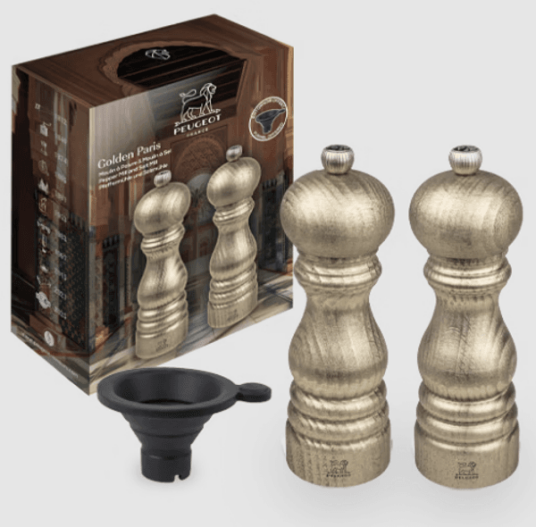 Peugeot Paris Golden Gavesett med pepperkvern og saltkvern 18 cm (gullfinish)
