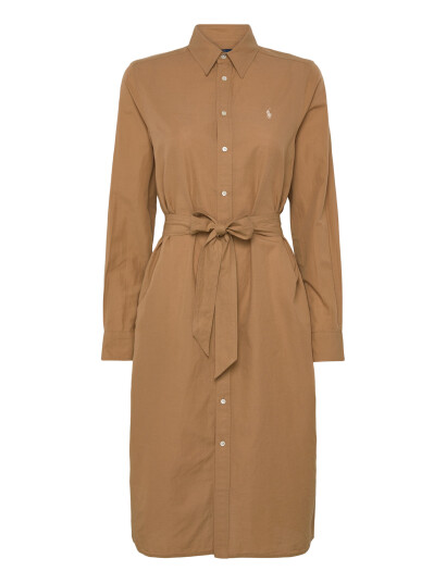 Polo Ralph Lauren Cotton Linen Belted Shirtdress Brown 36 Polo Ralph Lauren Cotton Linen Belted Shirtdress Brown 36