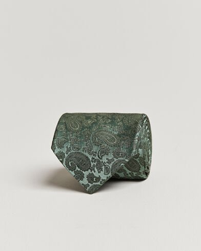 Amanda Christensen Silk Tonal Paisley Tie 8 cm Olive