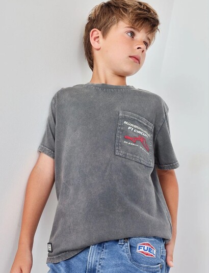 Boboli Knit T Shirt Short Sleeves For Boy  Bci Grey 98