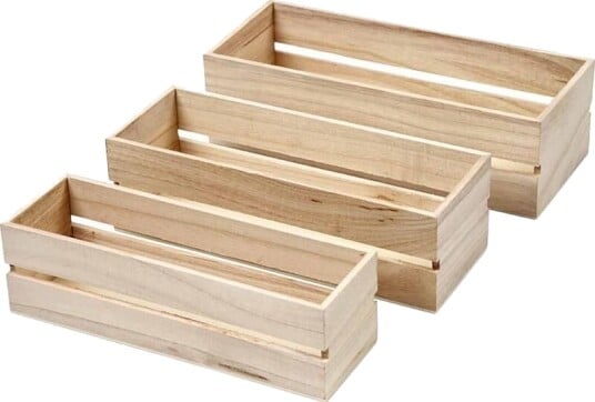 Trekasse, H: 6,5+7+7,5 cm, L: 22+23,5+25 cm, B: 7+8,5+10 cm, 3stk./ 1 sett