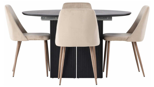 Venture Design Matilda & Night spisegruppe Brun/svart 4 stoler & bord 130 cm