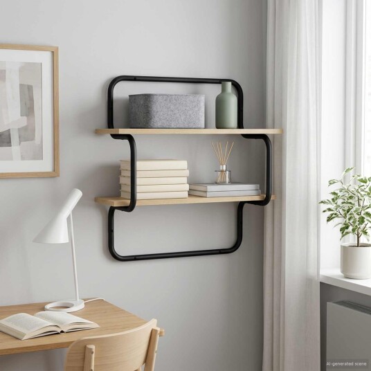 vidaXL 2 etasjes vegghylle Sonoma eik 40 x 24,5 x 61 cm Konstruert tre