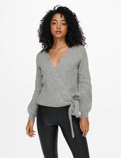 ONLY Onlmia L/S Wrap Cardigan Rp Knt - Grey - XS ONLY Onlmia L/S Wrap Cardigan Rp Knt - Grey - XS