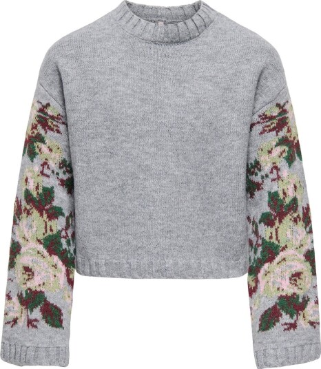Kids Only Genser Strikk KogMonaco Light Grey Melange/Flowe Kids Only 9 10 år (134 140) Genser Brun Grå Grønn Rosa