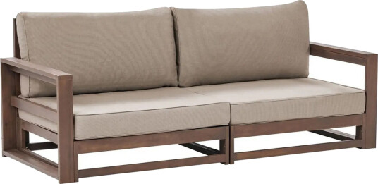 2 sitssoffa Beliani Timor Ljus trä/grått/beige Ja Dark wood\|\|Grey\|\|Beige